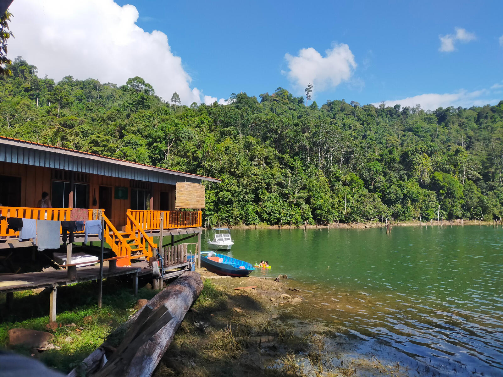 A view of the Bayoh Lodge from the bank of the reservoir, taken in 2022